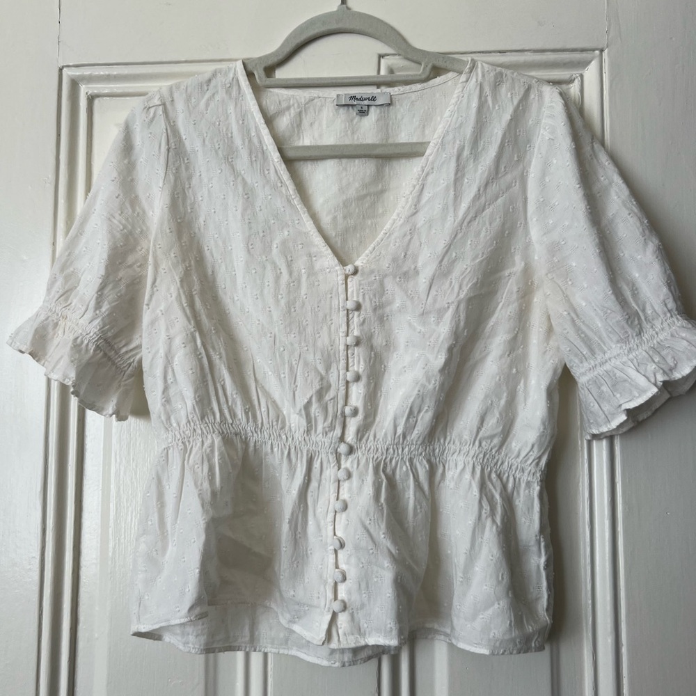 Madewell White Button-Up Women's Top